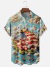 Moisture-wicking American Flag Cartoon Chest Pocket Casual Shirt
