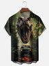 Moisture-wicking Dinosaur Art Fun Chest Pocket Hawaiian Shirt