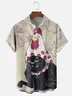 Moisture Wicking Funny Cat Chicken Chest Pocket Hawaiian Shirt