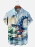Moisture-wicking American Flag Midget Surfer Independence Day Chest Pocket Casual Shirt