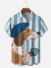 Moisture Wicking Striped Dog Chest Pocket Hawaiian Shirt