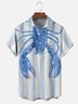 Moisture Wicking Striped Lobster Chest Pocket Hawaiian Shirt