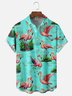 Moisture Wicking Floral Flamingo Chest Pocket Hawaiian Shirt