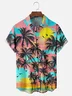 Moisture-wicking Coconut Tree Bird Chest Pocket Hawaiian Shirt