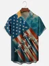 Moisture-wicking American Flag Funny Landscape Beach Stars and Stripes Chest Pocket Casual Shirt