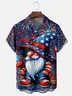 Moisture-wicking Independence Day American Flag Gnome Firework Art Chest Pocket Casual Shirt