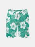 Men's Swim Trunks Hawaiian Tropical Palm Hibiscus Floral Beach Shorts with Pockets