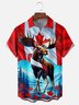 Tall Size Moisture-wicking Canada Day Reindeer Chest Pocket Hawaiian Shirt