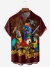 Tall Size Moisture-wicking Pirate Parrots Chest Pocket Hawaiian Shirt