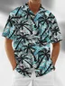 Moisture Wicking Gradient Plants Coconut Tree Chest Pocket Hawaiian Shirt