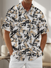 Moisture Wicking Geometric Lines Chest Pocket Hawaiian Shirt