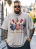 Big Size Men's Happy Independence Day Chicken Loose T-shirt