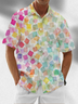 Moisture Wicking Geometric Color Block Chest Pocket Hawaiian Shirt