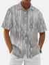 Moisture Wicking Stripes Botanicals Chest Pocket Hawaiian Shirt