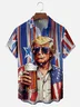Moisture-wicking Trump American Flag Art Independence Day Chest Pocket Casual Shirt