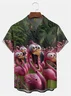 Big Size Moisture-wicking Flamingo Funny Shock Art Chest Pocket Hawaiian Shirt