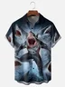 Moisture-wicking Shark Wave Ocean Chest Pocket Casual Shirt