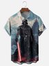 Moisture Wicking Star Robot Chest Pocket Hawaiian Shirt