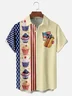 Moisture-wicking Independence Day American Flag Hot Dog Cake Chest Pocket Bowling Shirt