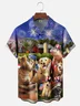 Moisture-wicking Independence Day American Flag Animals Fireworks Chest Pocket Casual Shirt