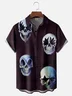 Moisture-wicking Rock Skeleton Art Band Chest Pocket Casual Shirt