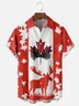 Moisture-wicking Canada Day Forest Maple Leaf Reindeer Chest Pocket Holiday Shirt