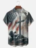 Moisture-wicking Memorial Day American Flag Chest Pocket Casual Shirt