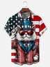Moisture-wicking American Flag President Cat Chest Pocket Hawaiian Shirt