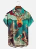 Moisture-wicking Shark Shrimp Basketball Ocean Chest Pocket Casual Shirt