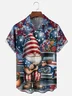 Moisture-wicking Gnome American Flag Art Independence Day Chest Pocket Casual Shirt