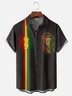 Moisture-wicking Music Festival Lion Sunglasses Stripes Chest Pocket Bowling Shirt