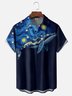 Moisture Wicking Starry Sky Whale Chest Pocket Hawaiian Shirt