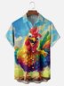 Moisture-wicking Funky Happy Chicken Chest Pocket Hawaiian Shirt