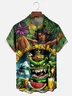 Moisture-wicking Tropical Hula Girl Tiki Chest Pocket Hawaiian Shirt