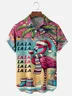Moisture Wicking Christmas Flamingo Chest Pocket Hawaiian Shirt
