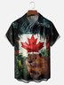 Moisture-wicking Canada Day Maple Beaver Chest Pocket Casual Shirt