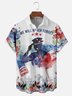 Moisture-wicking Memorial Day American Flag Cross Flowers Chest Pocket Casual Shirt