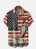 Moisture-wicking American Flag Fishing Chest Pocket Casual Shirt