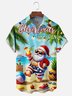 Moisture Wicking Christmas in July Santa Chest Pocket Hawaiian Shirt