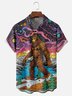 Moisture-wicking Bigfoot Universe Planet Chest Pocket Casual Shirt