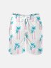 Men's Swim Trunks Hawaiian Tropical Palm Tree Beach Shorts with Pockets
