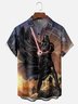 Moisture Wicking Star Robot Chest Pocket Hawaiian Shirt