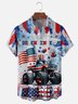 Moisture-wicking Independence Day American Flag Off-Road Vehicle Chest Pocket Casual Shirt