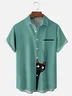 Moisture-wicking Black Cat Chest Pocket Casual Shirt