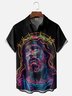 Moisture-wicking Religious Jesus Art Chest Pocket Casual Shirt