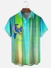 Moisture Wicking Gradient Stripes Parrot Chest Pocket Hawaiian Shirt