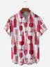 Tall Size Moisture-wicking Wine Glass Abstract Art Chest Pocket Hawaiian Shirt