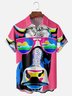 Moisture-wicking Cow Pattern Chest Pocket Hawaiian Shirt