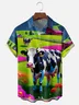 Moisture-wicking Cow Chest Pocket Hawaiian Shirt