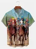 Big Size Moisture-Wicking Horse Racing Print Shirt